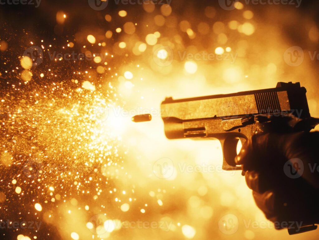 dramatic-moment-of-a-gun-firing-capturing-vibrant-sparks-photo